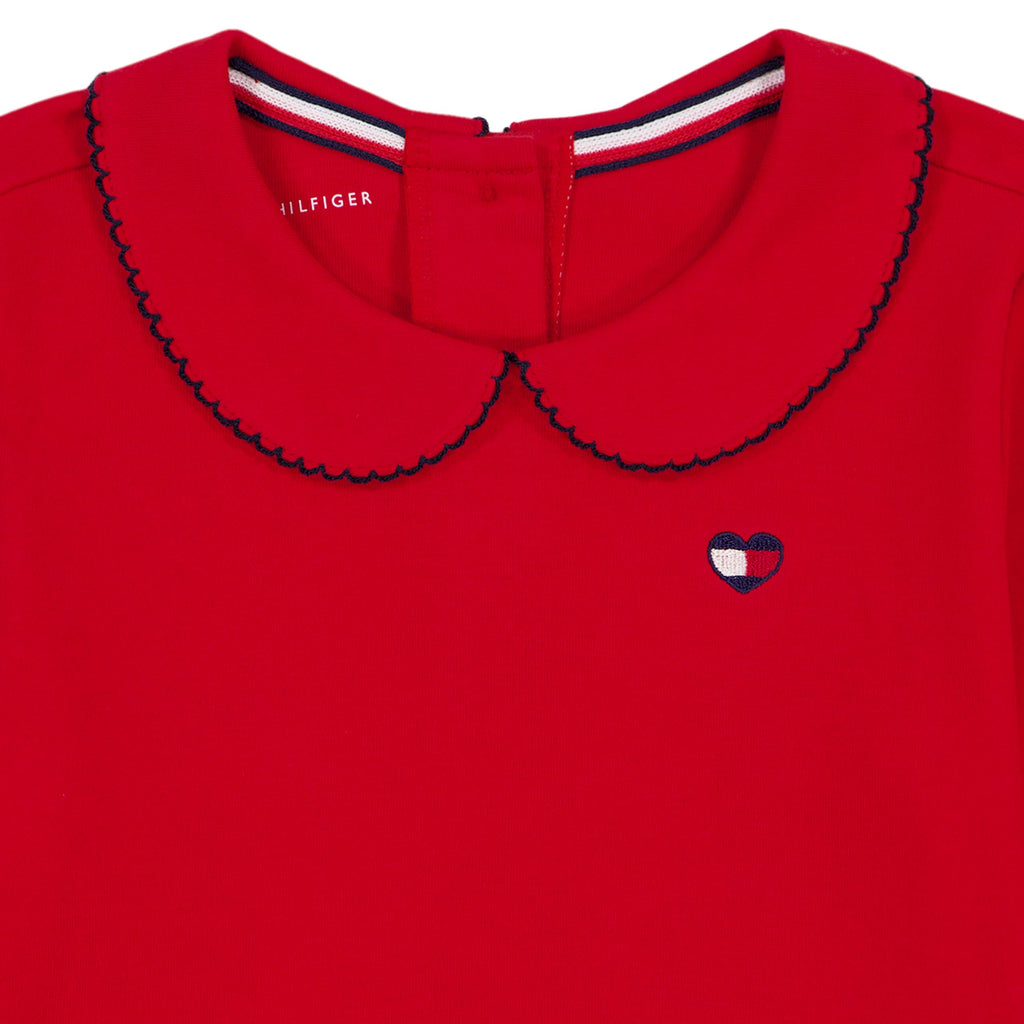 Tommy Hilfiger Vestido Polo Piqué Niña | Tommy Red Plaid • Cuello Peter Pan