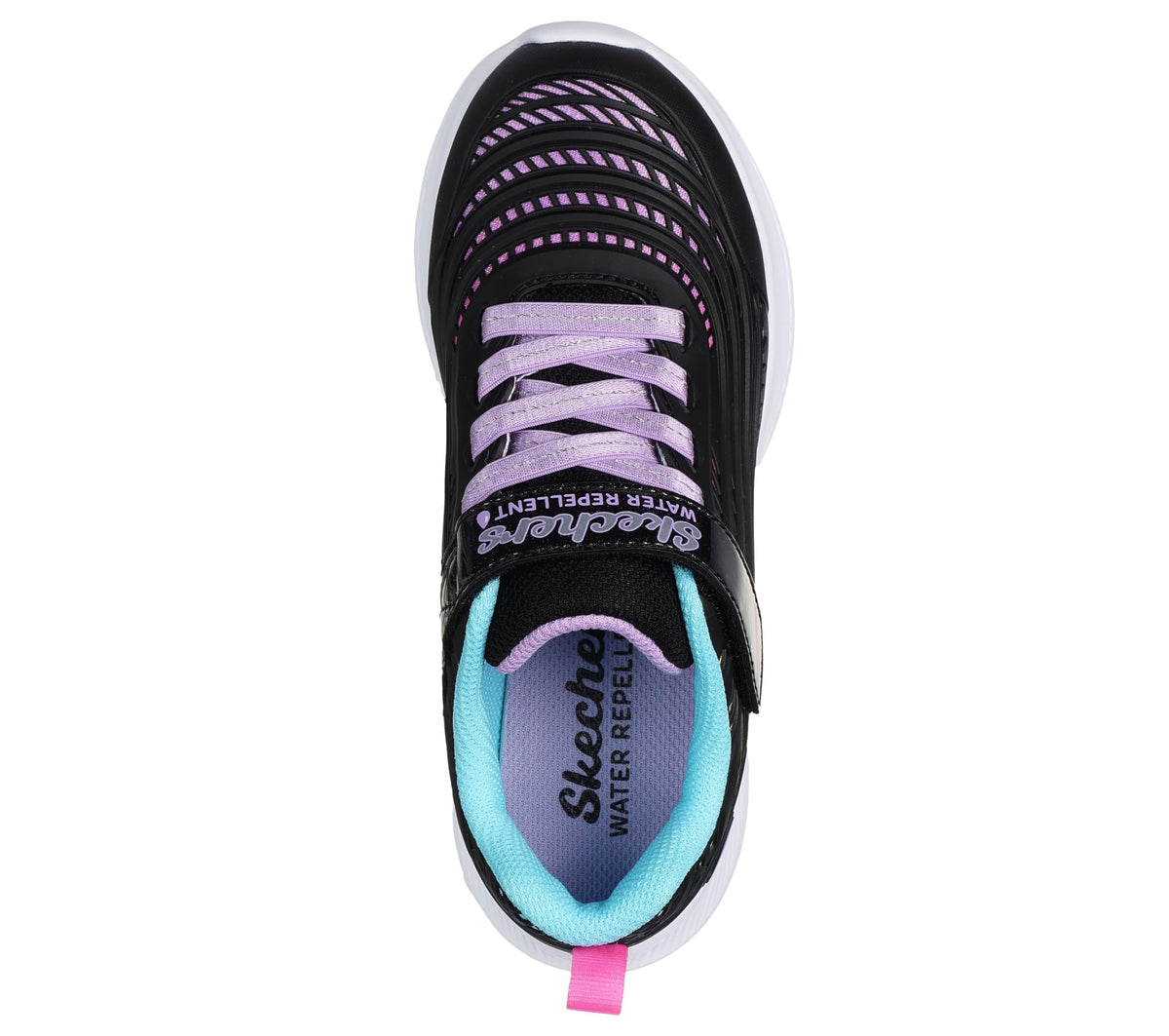 Skechers - Tenis Deportivos Repelentes al Agua Girls' Microspec Advance con Cierre Adaptable para Niña (Negro/Multicolor) (Talla 27 - 36)