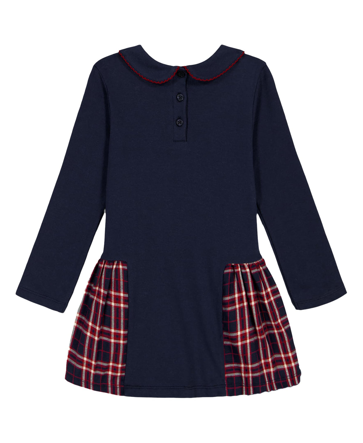 Tommy Hilfiger Vestido Niña | Azul Navy + Moños Terciopelo Rojo • Cuello Peter Pan