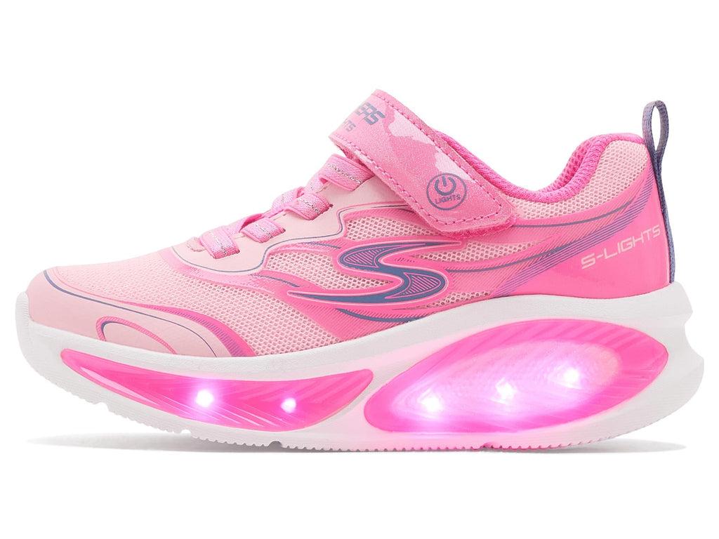 Skechers - Tenis Deportivos con Luces LED Kids' Cosmic Glow 2.0 con Cierre Adaptable para Niña (Rosa/Multicolor) (Talla 28 - 35)