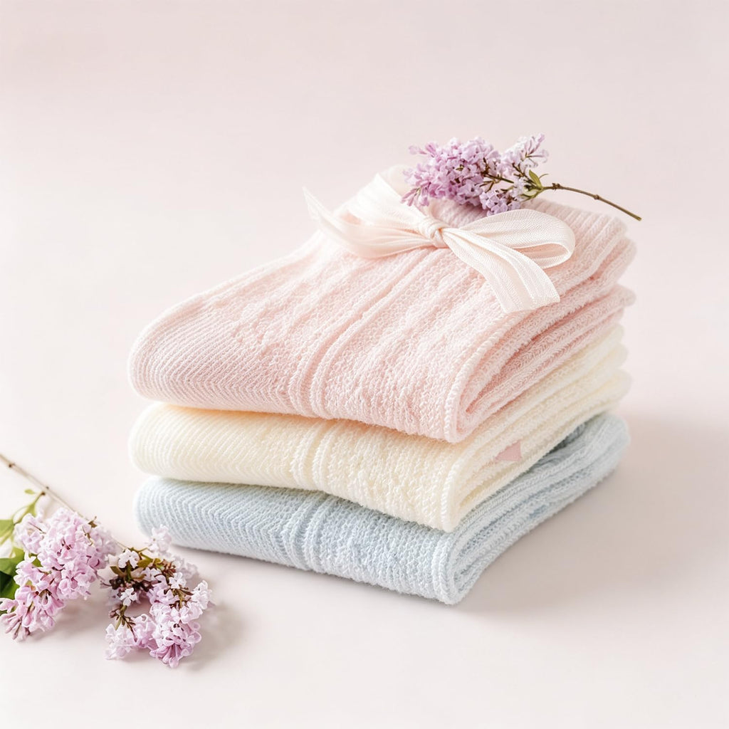 VIAOKUTH | Calcetines Bebé Niña Pack 6 Encaje Lazo Cosido Malla Transpirable Rosa Beige Blanco Verde