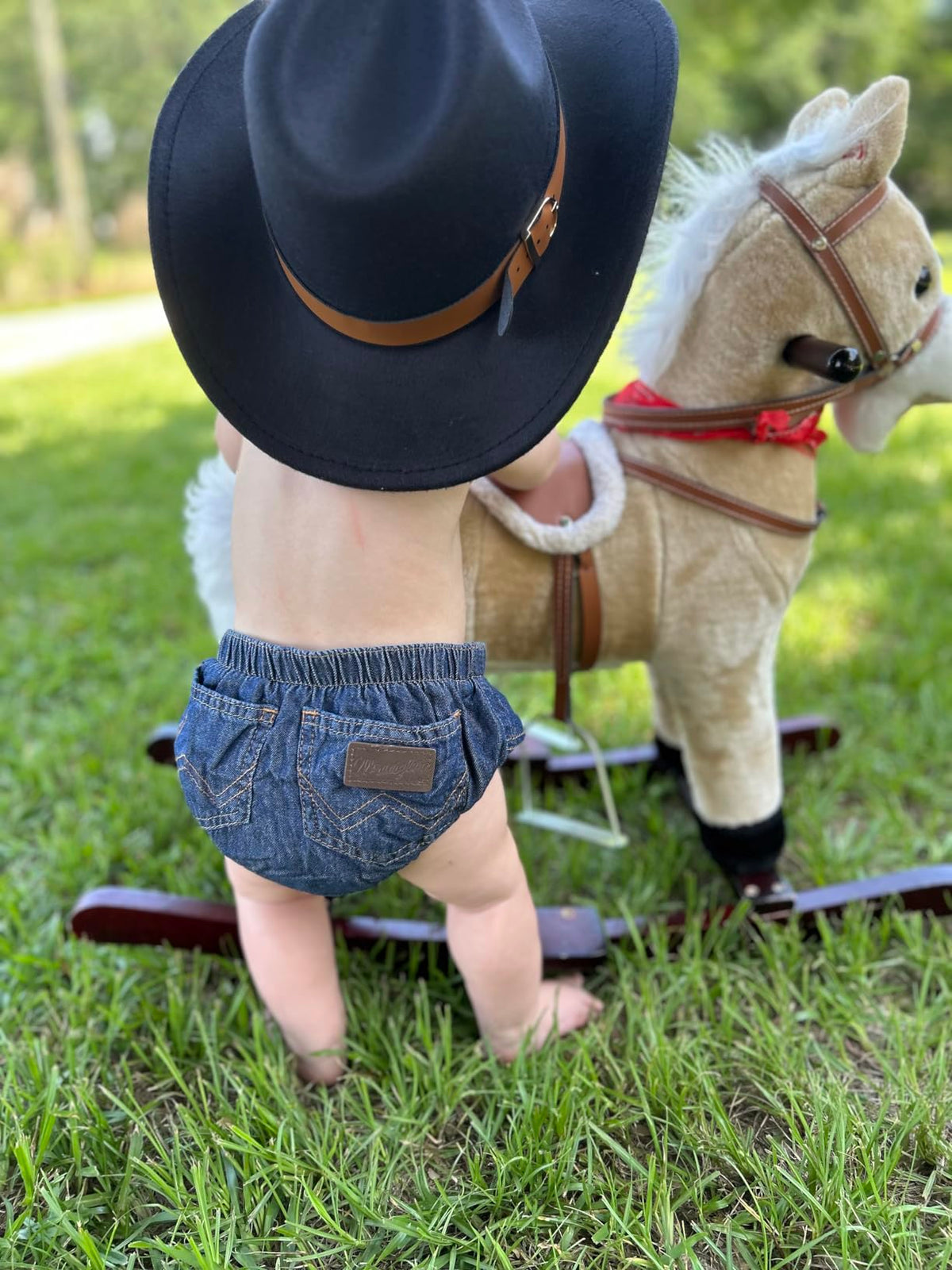 Wrangler | Funda para Pañal Bebé Denim Índigo Lavado Cintura Elástica Bolsillo Trasero Estilo Vaquero 3-24 Meses