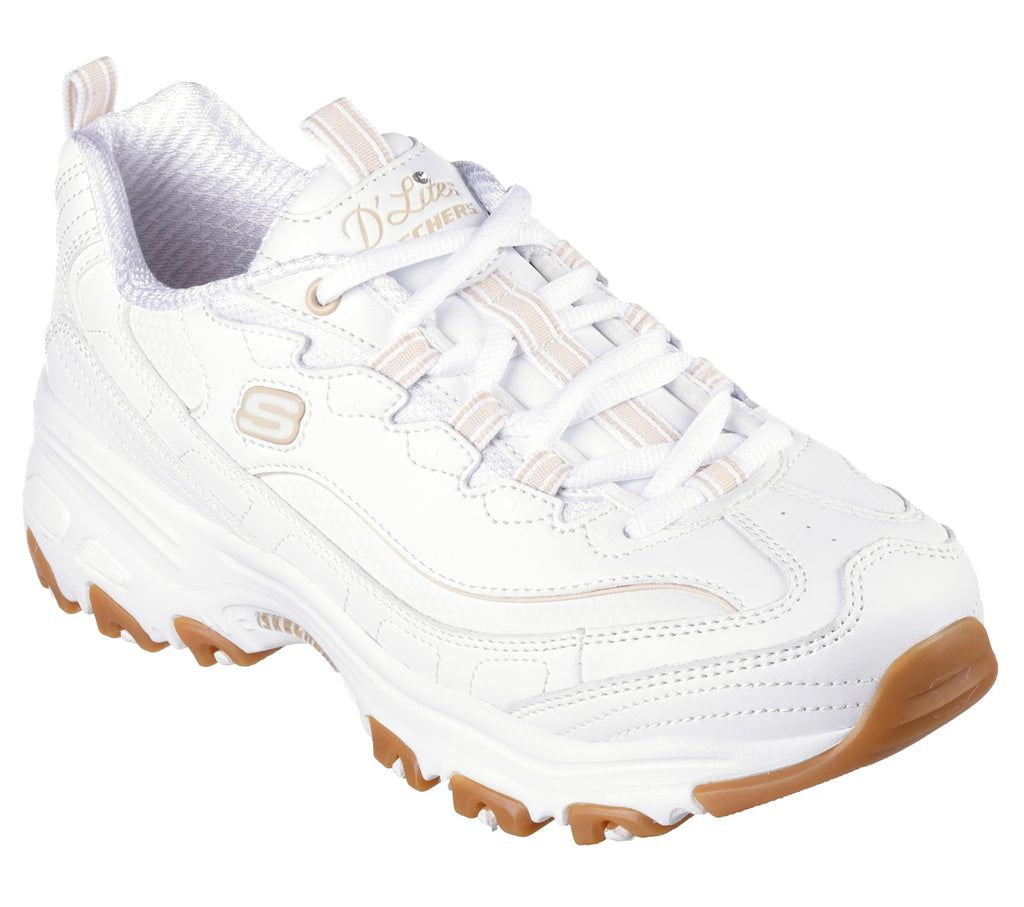 Skechers - Tenis Deportivos de Moda D'Lites Good Neutral con Plantilla de Espuma Viscoelástica para Mujer (Blanco) (Talla Adulta 36 - 41)