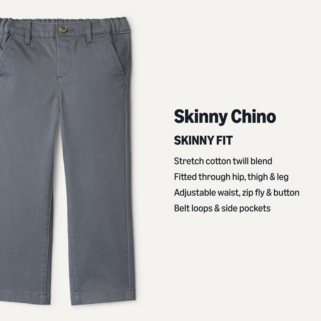 Amazon Essentials Pantalón Chino Niño | Gris Hierro • Ajustado • Cintura Elástica