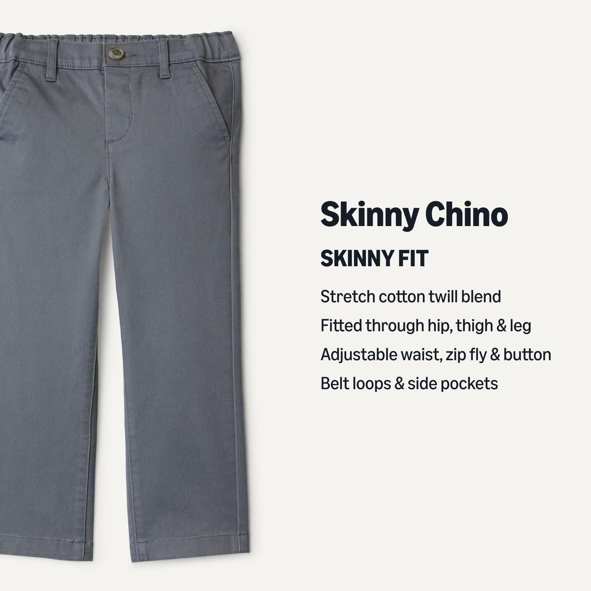 Amazon Essentials Pantalón Chino Niño | Gris Hierro • Ajustado • Cintura Elástica