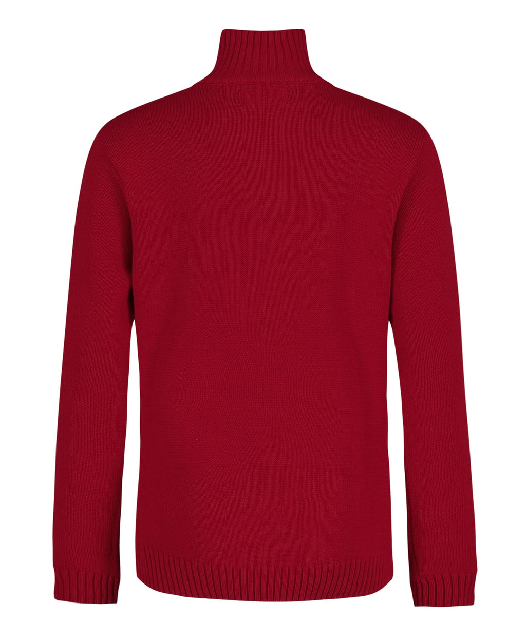 Suéter Half-Zip Calvin Klein | Mock-Neck Acanalado Rojo Carmesí + Logo CK | 100% Algodón | Niño (8T - 16T)