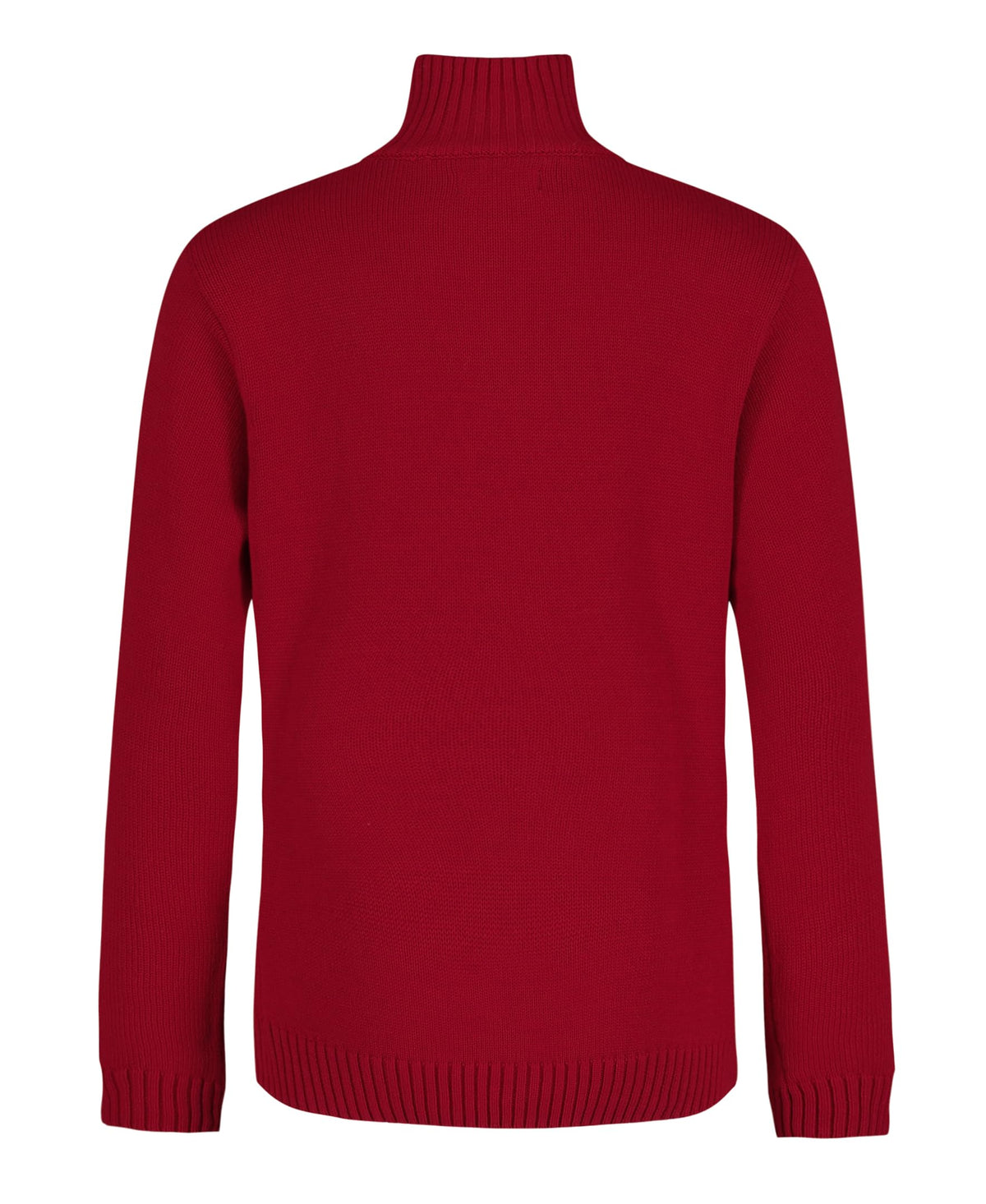 Suéter Half-Zip Calvin Klein | Mock-Neck Acanalado Rojo Carmesí + Logo CK | 100% Algodón | Niño (8T - 16T)