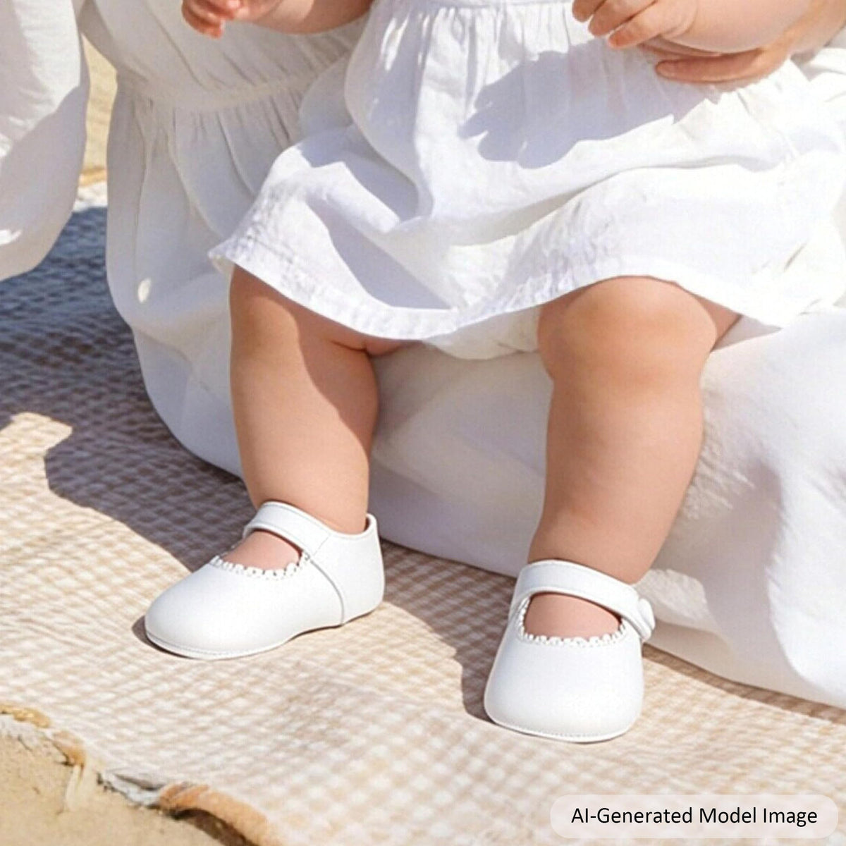Zapatos de Vestir Antideslizantes de Suela Suave con Velcro para Bebé (Blanco) – Félix & Flora
