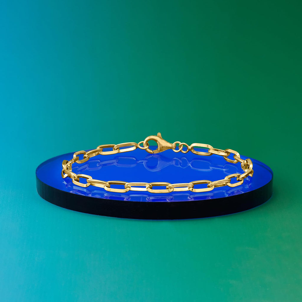 Pulsera de Eslabones Paper Clip en Oro 18K sobre Plata Esterlina — Ross-Simons