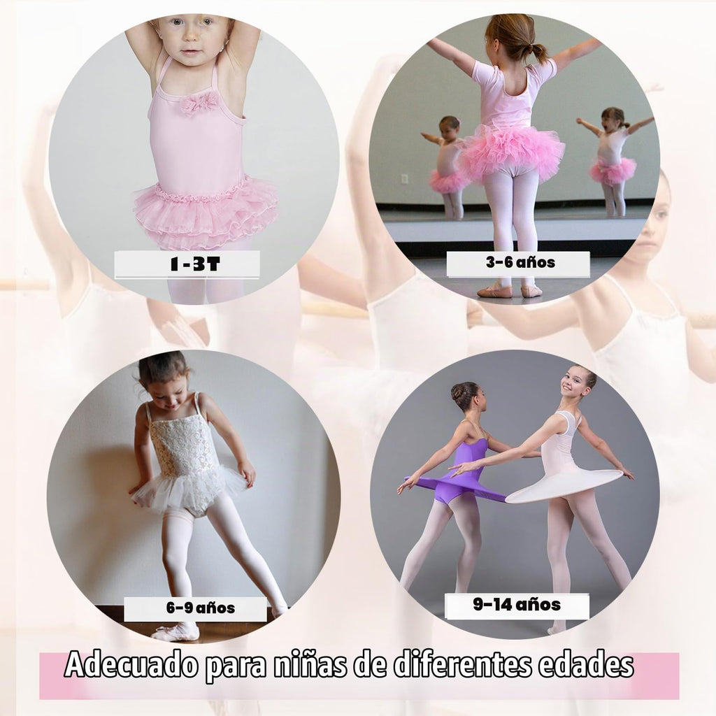 Mallas Ballet Nina Pack 6 Pares Terciopelo Ultra Suave Sin Costuras Nailon Baile Diario Escolar Navidad (6-14T)