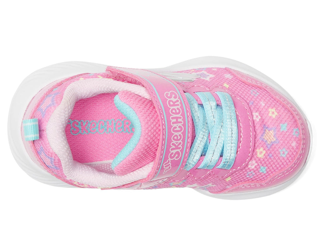 Skechers - Tenis Deportivos Bounder con Cierre Adaptable y Estampado de Estrellas para Niña (Rosa/Multicolor) (Talla 21 - 26)