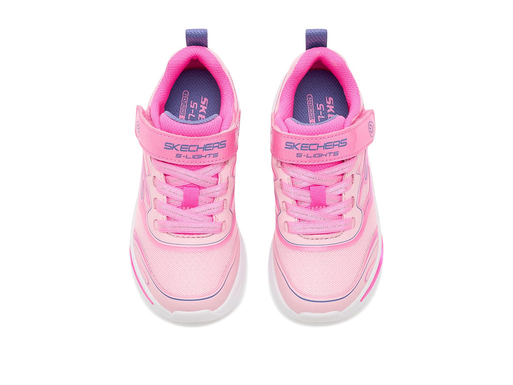 Skechers - Tenis Deportivos con Luces LED Kids' Cosmic Glow 2.0 con Cierre Adaptable para Niña (Rosa/Multicolor) (Talla 28 - 35)