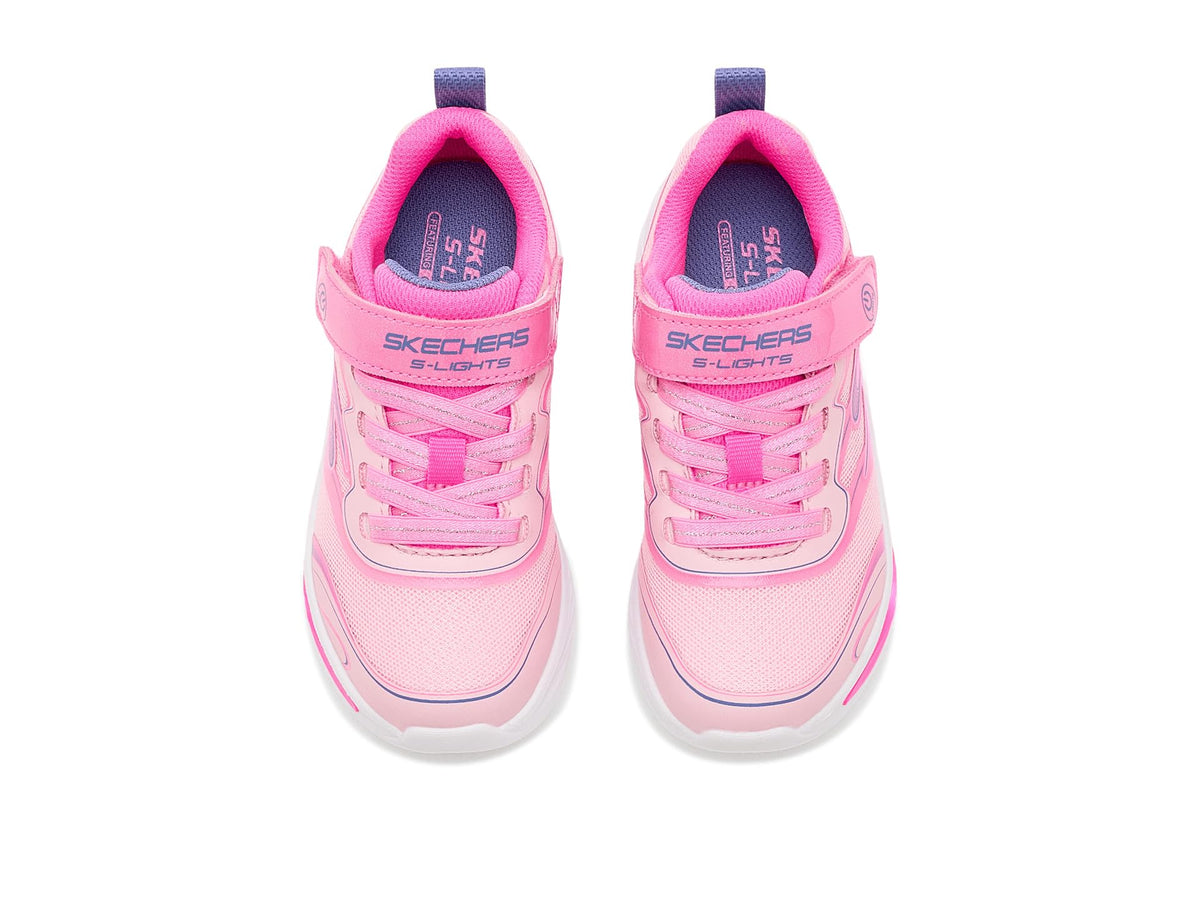 Skechers - Tenis Deportivos con Luces LED Kids' Cosmic Glow 2.0 con Cierre Adaptable para Niña (Rosa/Multicolor) (Talla 28 - 35)
