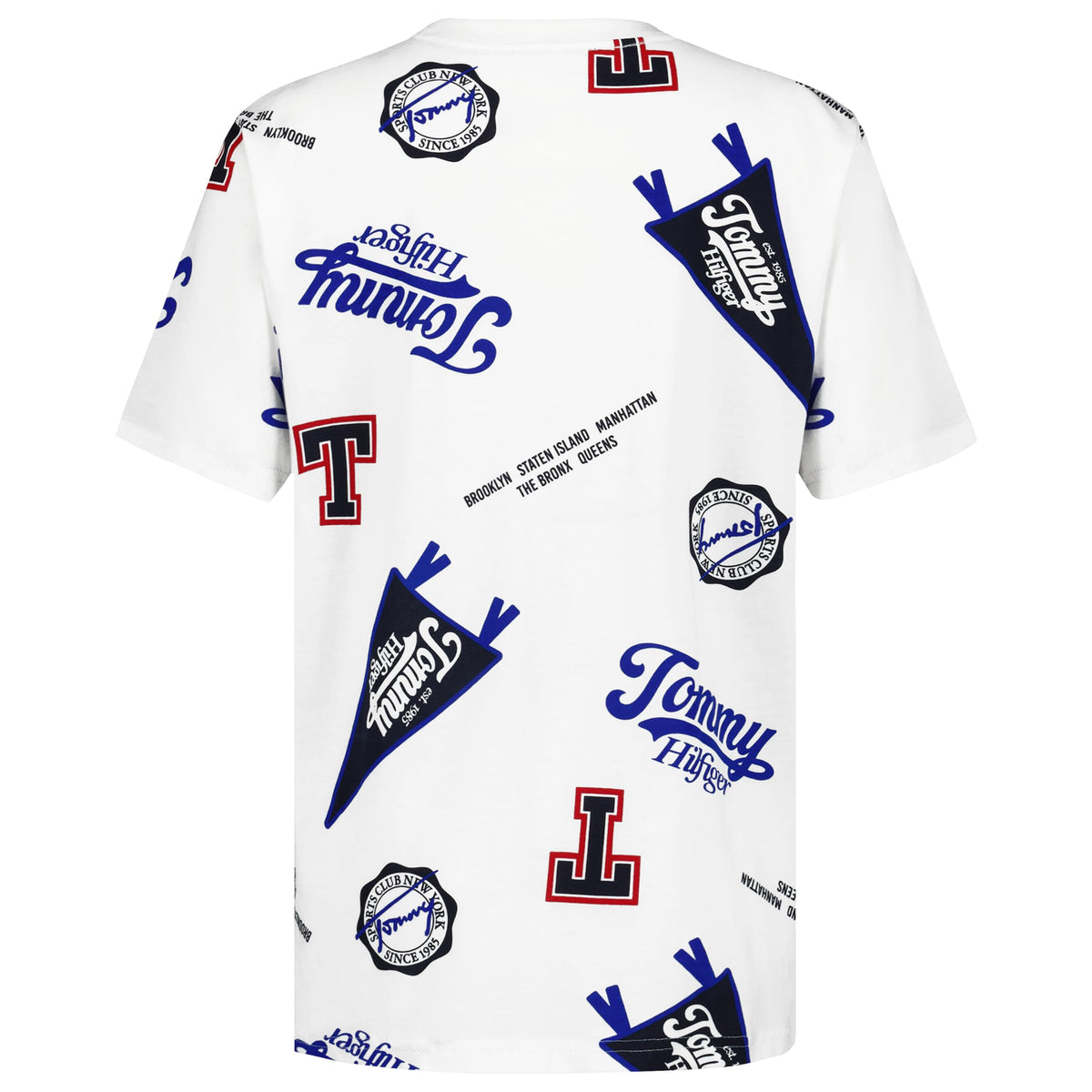 Tommy Hilfiger | Camiseta Niño Manga Corta Estampado Collage NYC Pennant All-Over Vintage 100% Algodón Blanco (8-16T)