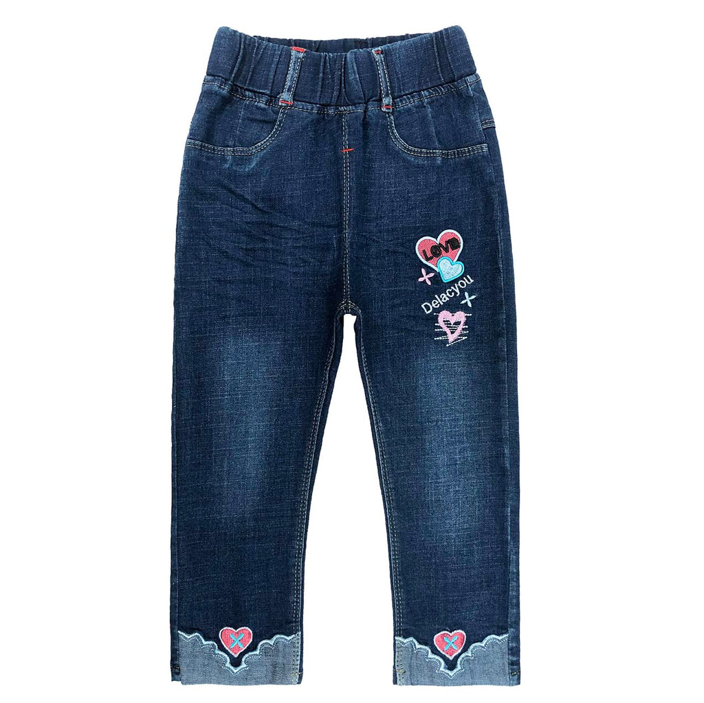 Conjunto 2 Piezas para Niña: Suéter de Corazones con Lentejuelas y Jeans LOVE
