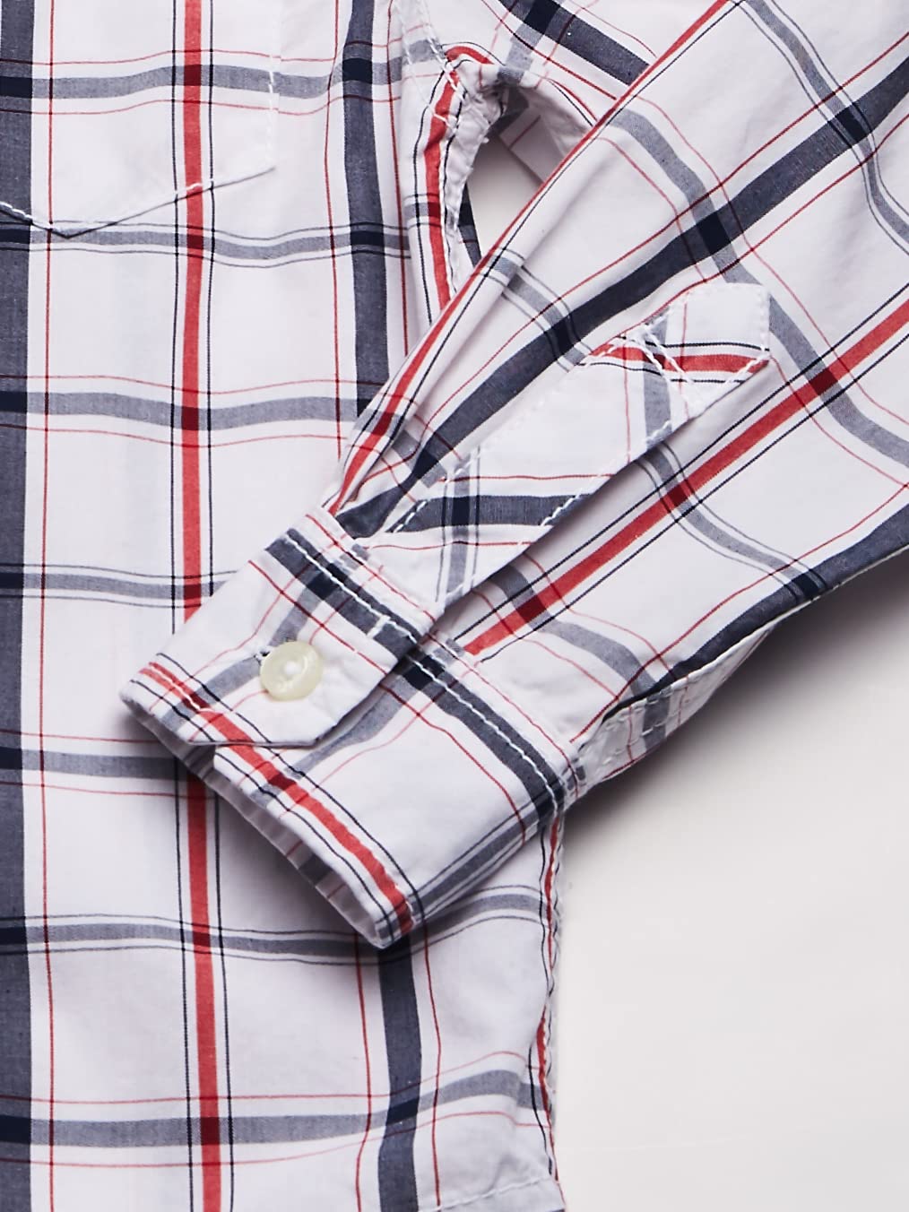 Tommy Hilfiger | Camisa Casual Manga Larga Cuadros Frescos Blanco Marino Niño (8T - 18T)