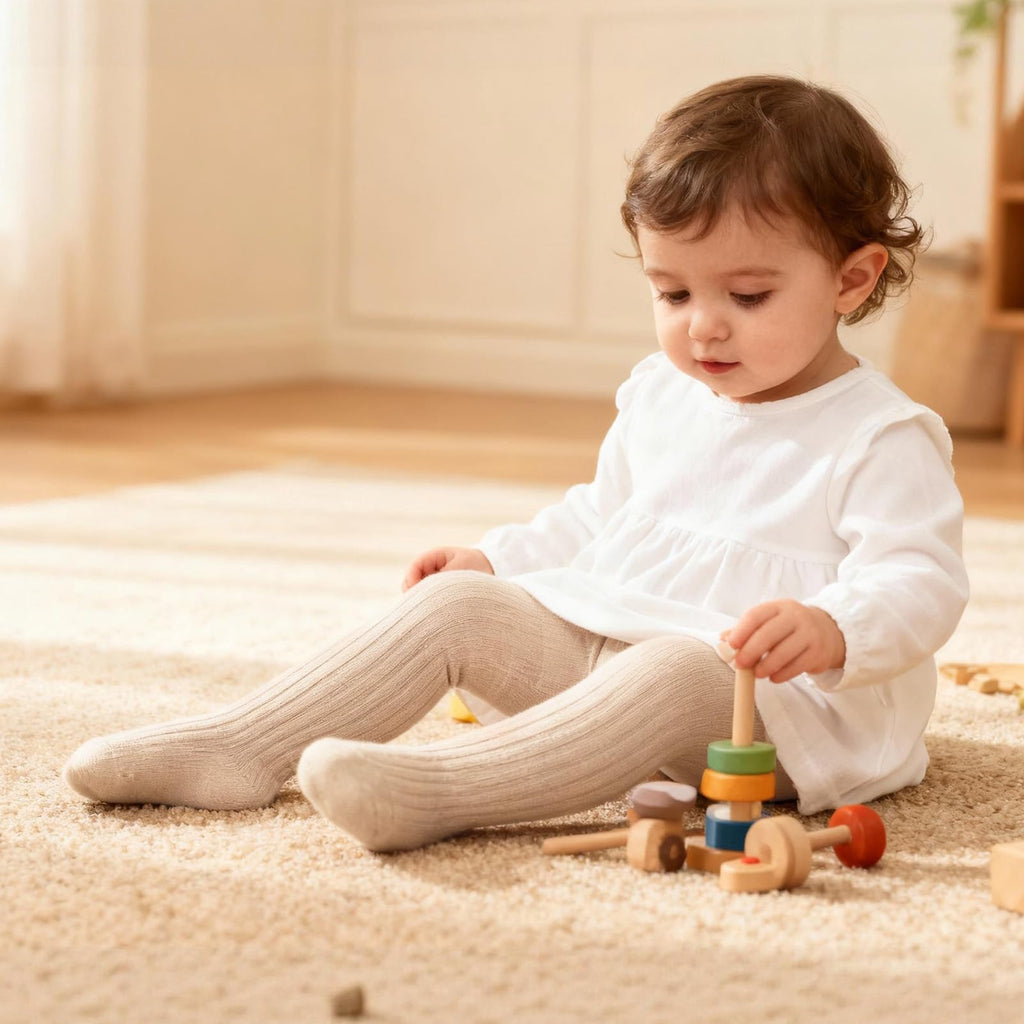 Malla Punto Trenzado Cable Knit American Trends | Sin Costura + Algodón Premium + Beige | Recién Nacida 0-12 Meses