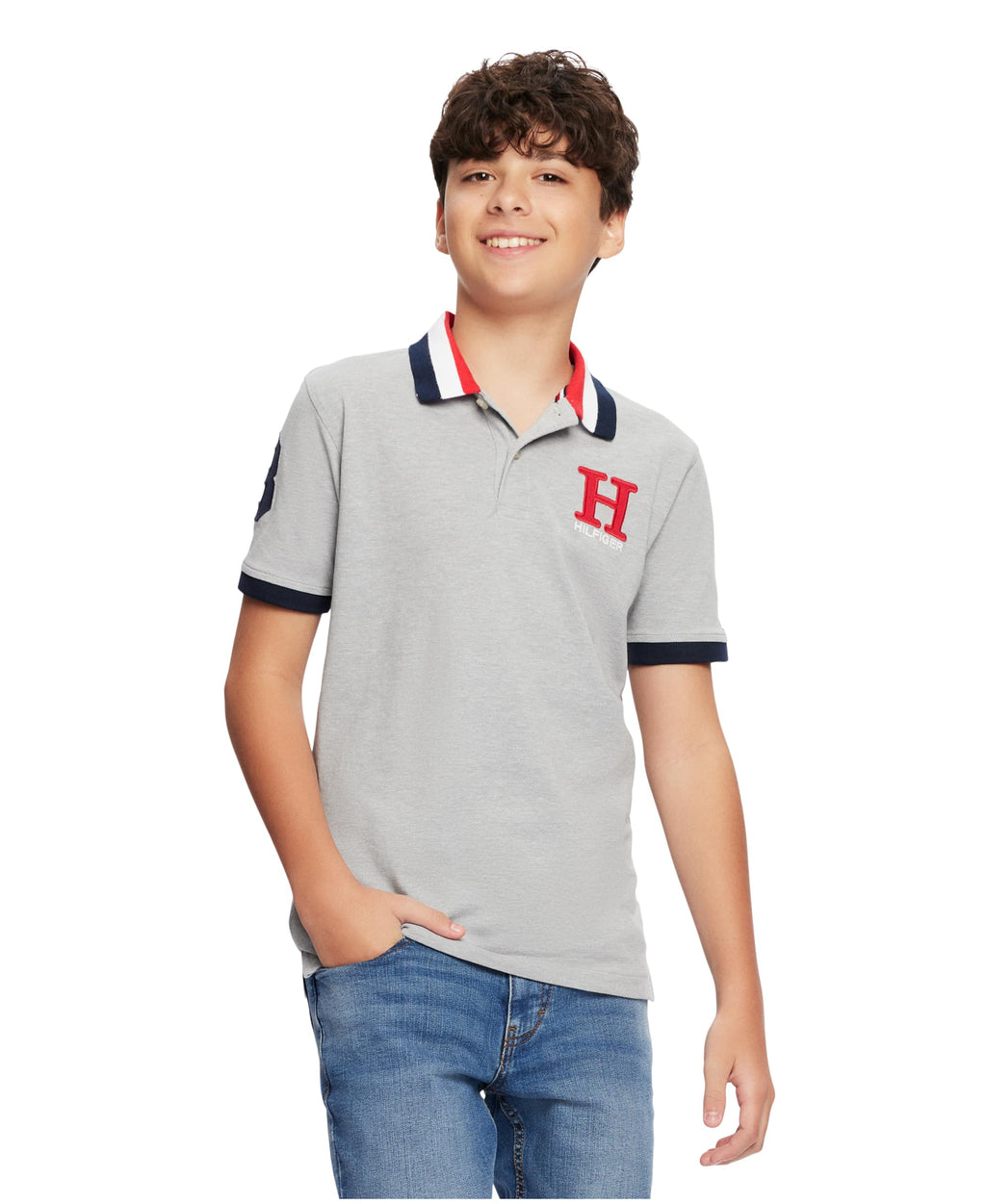 Tommy Hilfiger | Polo Piqué Matt Premium Manga Corta Gris Jaspeado Niño (2T - 7T)