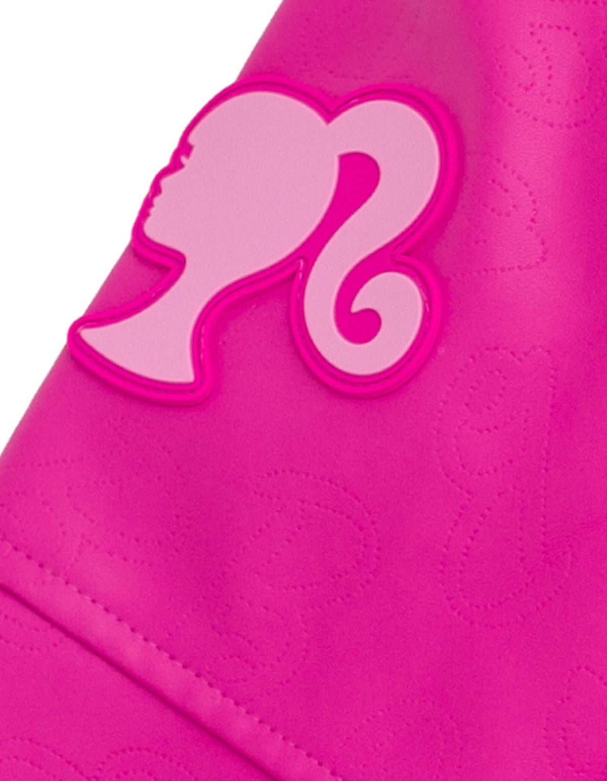 Chaqueta Moto Barbie Oficial | Cuero Sintético Iridiscente + Cremallera Asimétrica + Patrón “B” Grabado | Niña Fucsia (4-16T)
