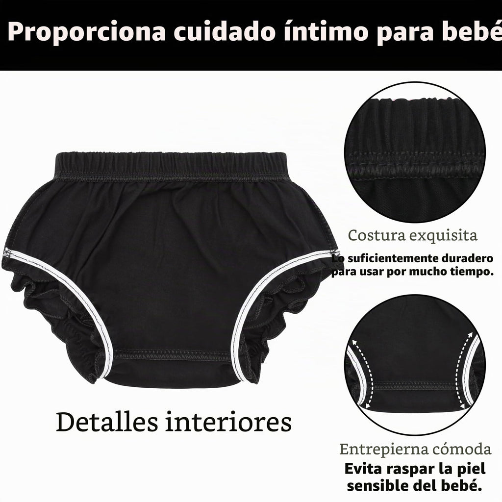 Olreco | Bloomer Bebé Niña Volantes Escalonados 100% Algodón Cintura Elástica Negro Halloween Fiesta 0-24 Meses