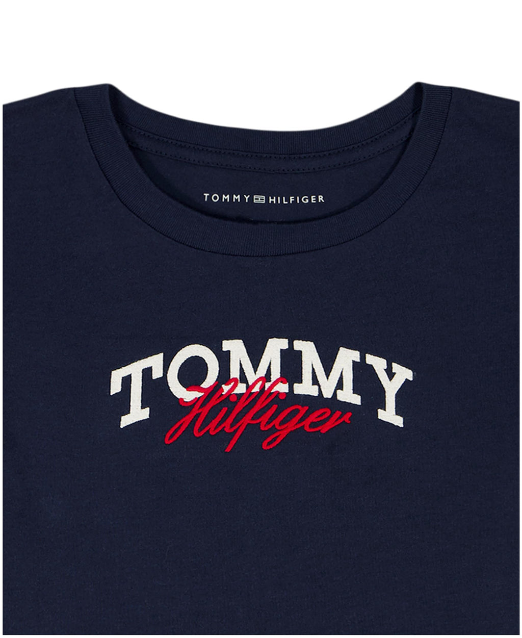 Tommy Hilfiger | Camiseta Nina Manga Corta | 100% Algodon | Cuello Redondo | Logo Grafico Tommy Hilfiger | Corte Ajustado | Dobladillo Recto | Azul Navy (7 - 10T)