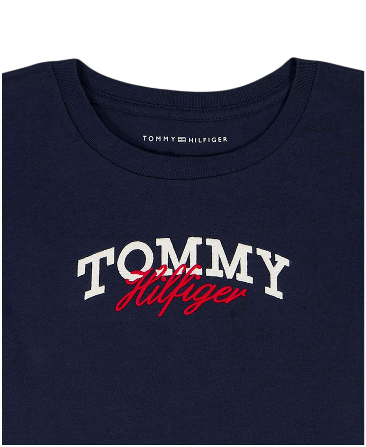 Tommy Hilfiger | Camiseta Nina Manga Corta | 100% Algodon | Cuello Redondo | Logo Grafico Tommy Hilfiger | Corte Ajustado | Dobladillo Recto | Azul Navy (7 - 10T)