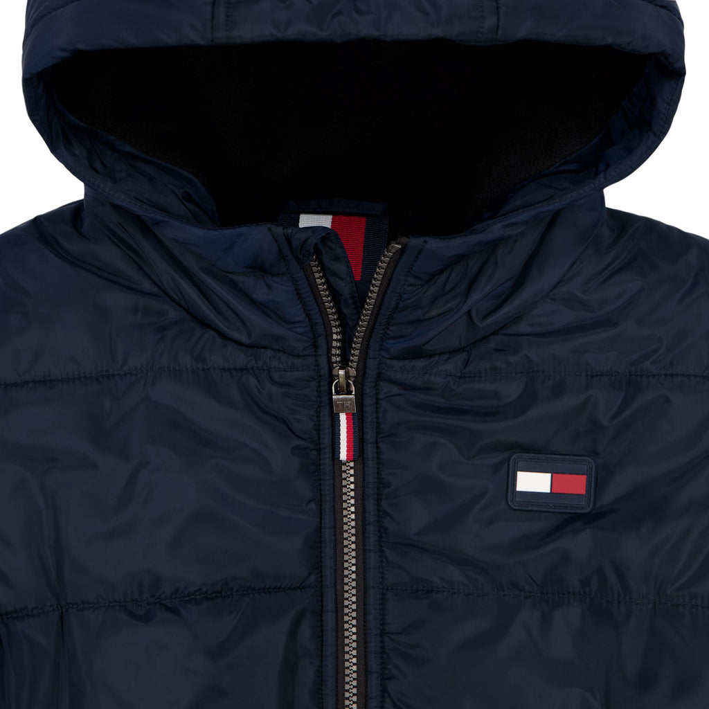 Chaqueta Puffer Heavyweight Tommy Hilfiger | Capucha Forro Micro Polar + Resistente al Agua | Navy | Niño (8T - 16T)