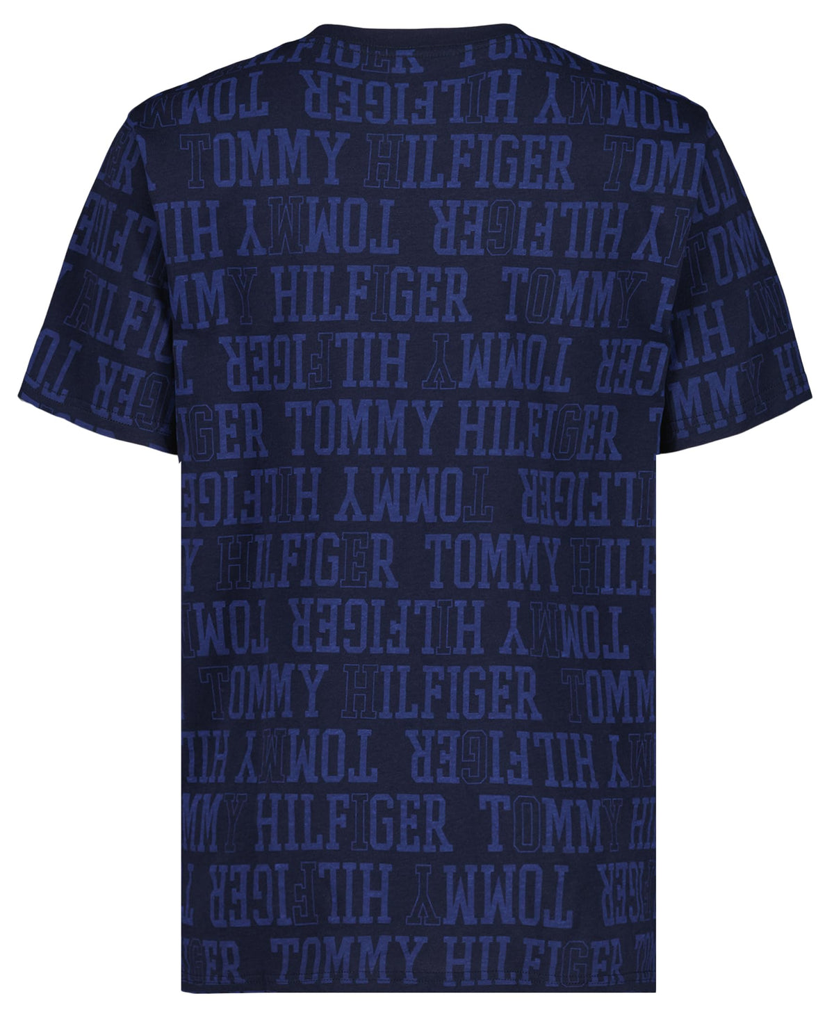 Tommy Hilfiger | Camiseta Niño Manga Corta Texto Tonal All-Over Monocromático Logo Manga 100% Algodón Azul Marino (8-16T)