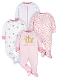 Gerber | Paquete 4 Mamelucos Sleep N' Play para Bebé Niña