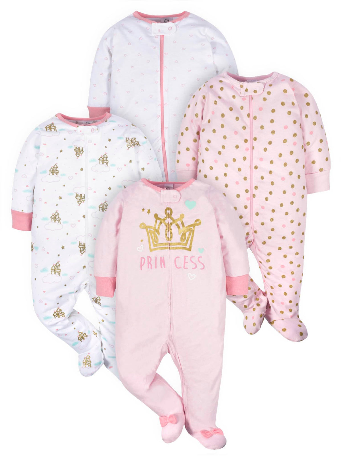 Gerber | Paquete 4 Mamelucos Sleep N' Play para Bebé Niña