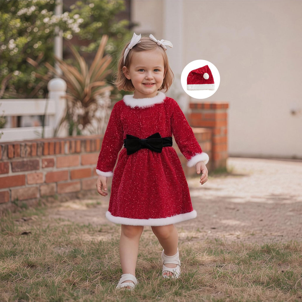 Bonangber | Vestido Navideño de Lentejuelas con Sombrero Niña