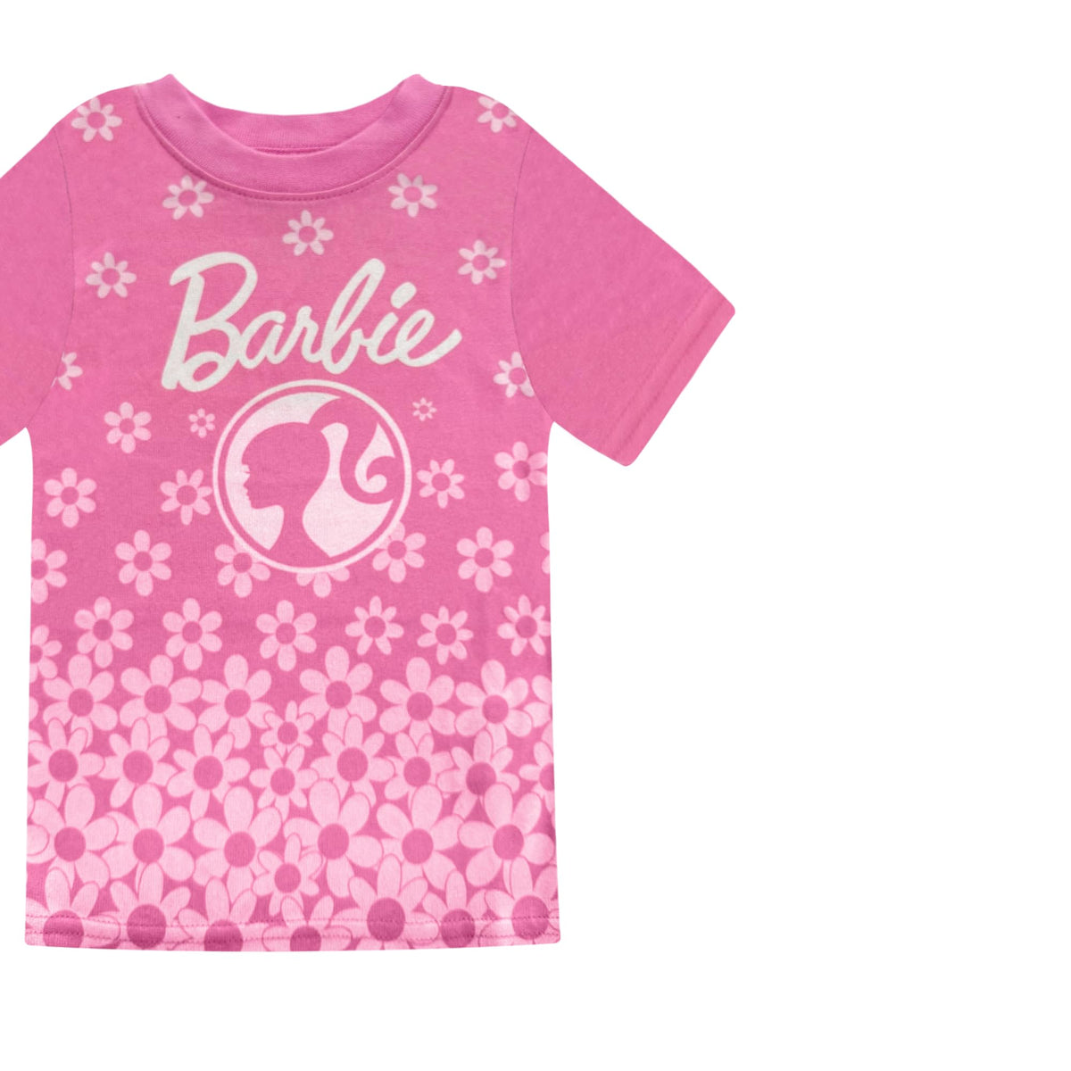 Set Pijama 3 Piezas Barbie Oficial Floral | Camiseta + Short + Pantalón + Elastano | Niña Toddler (12M-5T)
