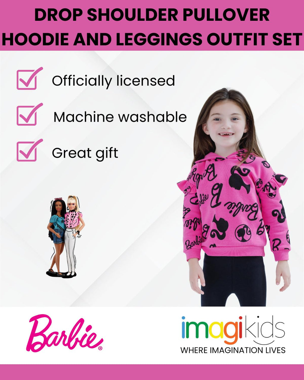 Conjunto Barbie para Niña – Sudadera con Capucha y Leggings