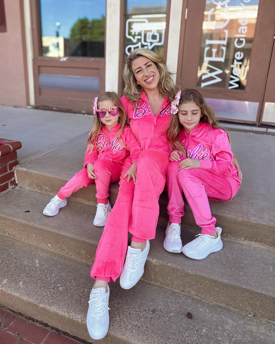 Conjunto de Sudadera y Pantalón Barbie de Terciopelo para Niña