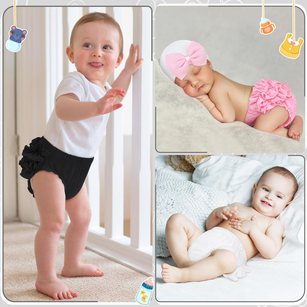 Olreco | Bloomer Bebé Niña Volantes Escalonados 100% Algodón Cintura Elástica Negro Halloween Fiesta 0-24 Meses