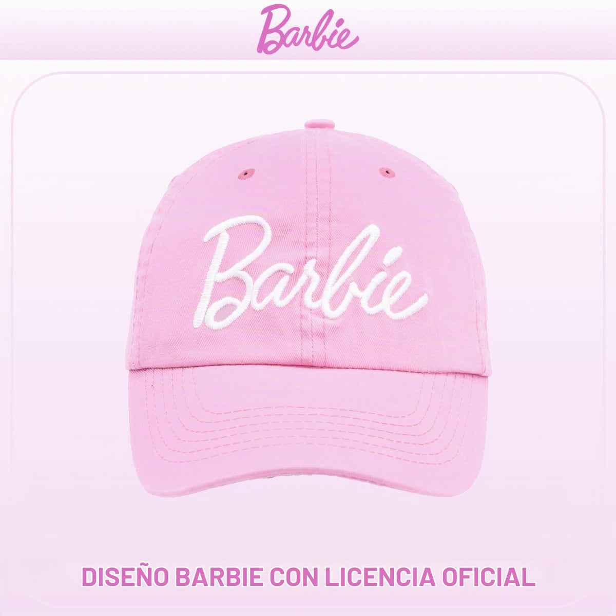 Gorra Barbie Rosa de Algodón para Niñas — Talla Única Ajustable