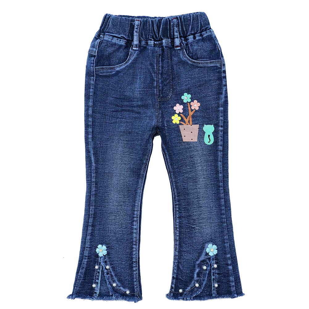 Conjunto 2 Piezas para Niña: Sudadera Rosa con Lazos 3D y Tul Peplum y Jeans Campana con Maceta Bordada