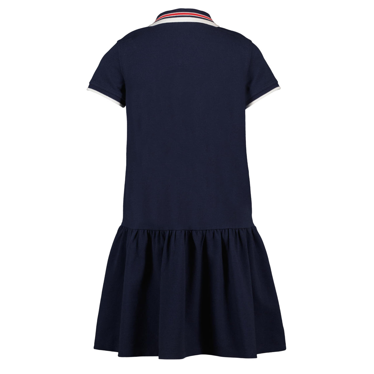 Tommy Hilfiger Vestido Polo Piqué Niña | Azul Navy • Parche Bordado H Varsity • Falda Plisada