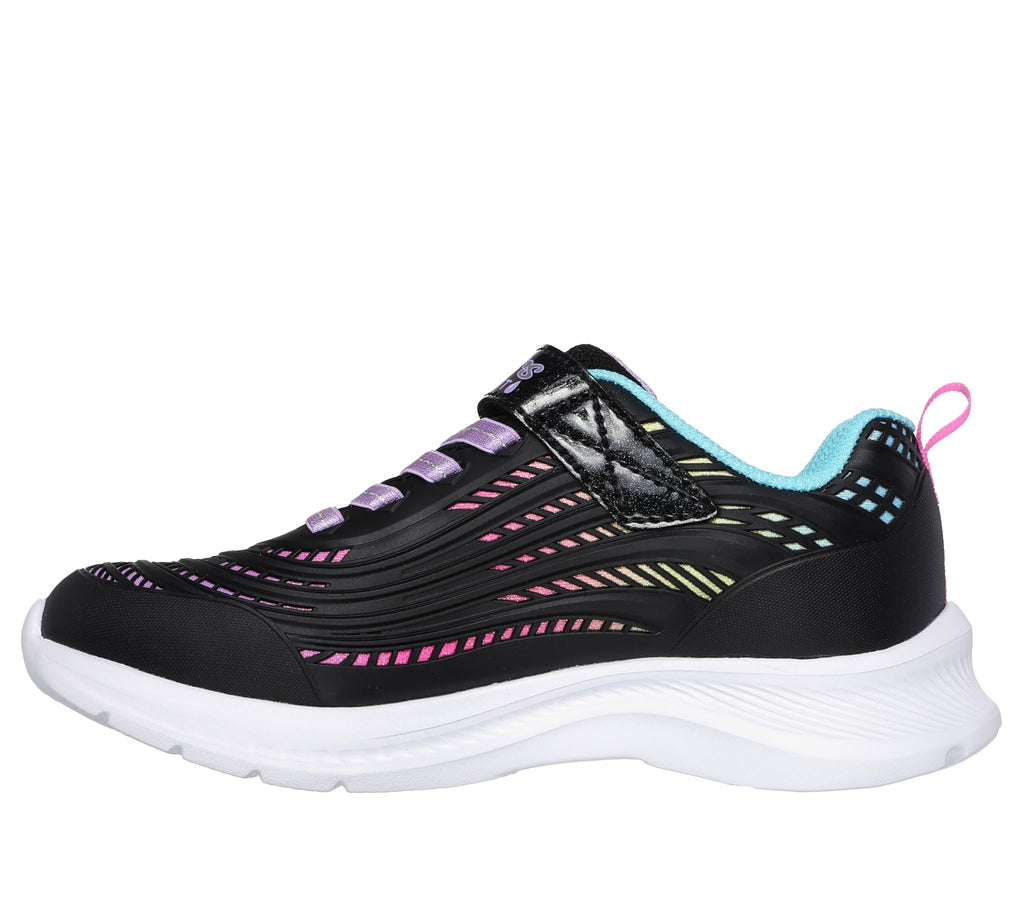 Skechers - Tenis Deportivos Repelentes al Agua Girls' Microspec Advance con Cierre Adaptable para Niña (Negro/Multicolor) (Talla 27 - 36)