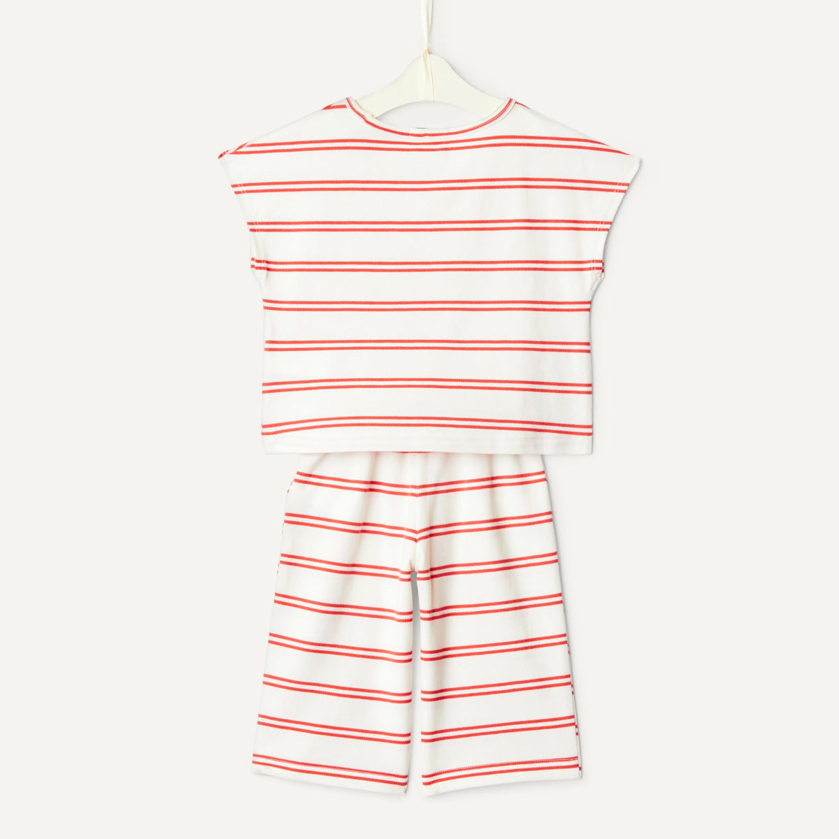Conjunto Camiseta + Pantalón Piqué | Amazon Essentials x Sofia Grainge | Rayas Rojo/Blanco | Niña/Bebé (0M - 24M)
