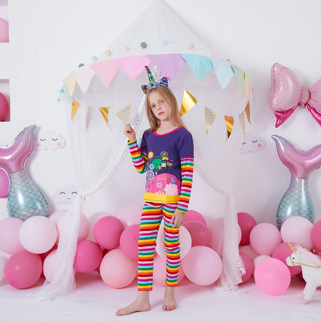 Top de Manga Larga Arcoíris con Estampado Floral para Niñas – Algodón (2 - 12T)