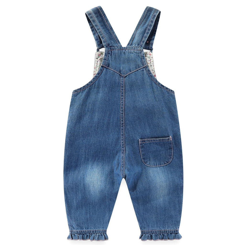 Overol Peto de Mezclilla Peacolate | Mariposas 3D + Texto Butterfly + Vol. Denim | Niña/Bebé (3M-3A)
