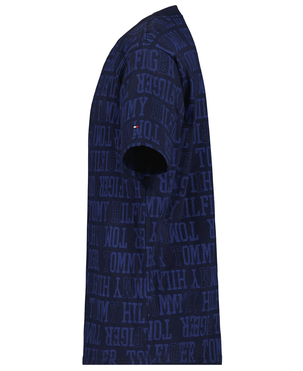 Tommy Hilfiger | Camiseta Niño Manga Corta Texto Tonal All-Over Monocromático Logo Manga 100% Algodón Azul Marino (8-16T)