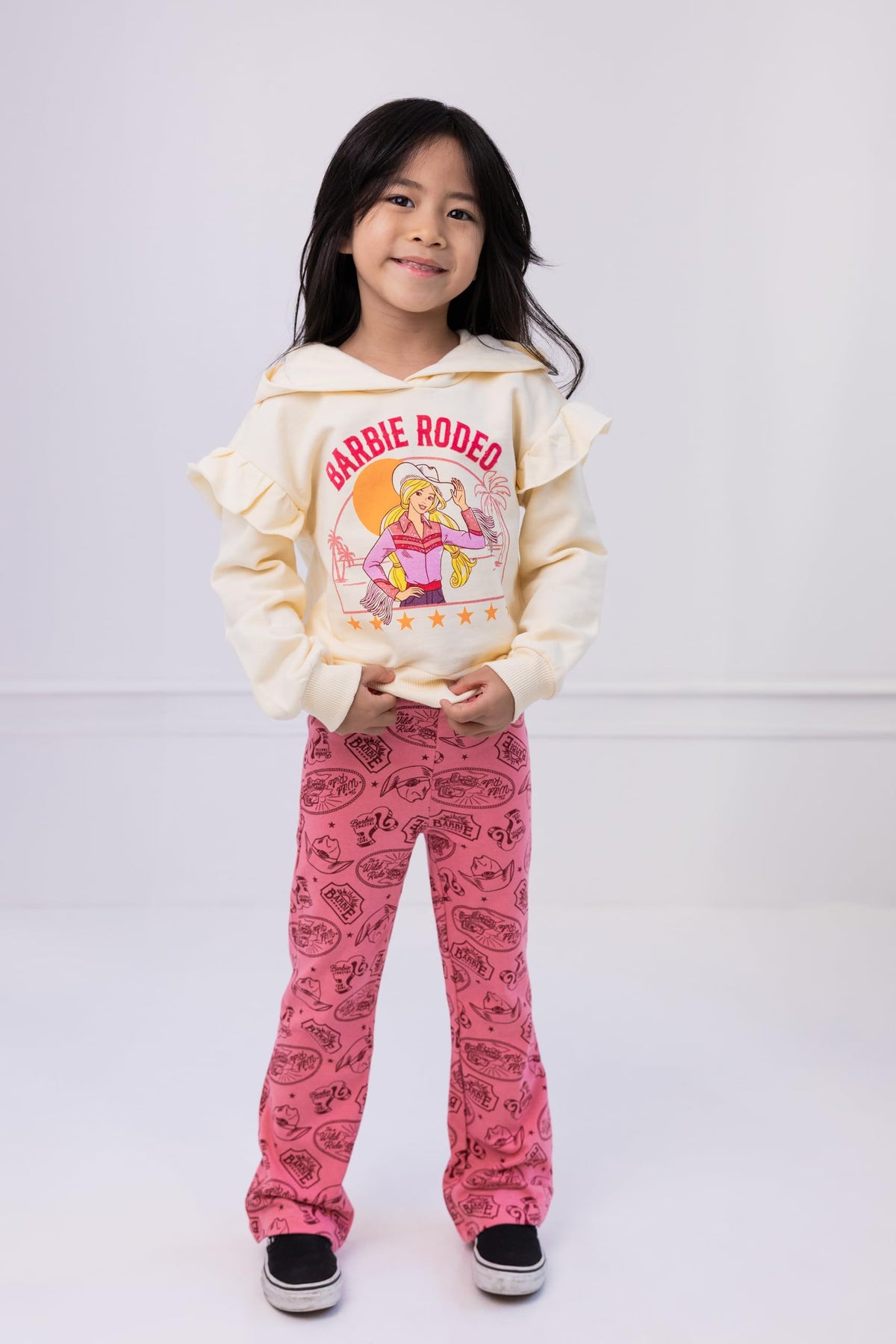 Conjunto de 2 Piezas Barbie Rodeo – Sudadera con Capucha y Leggings Estampados