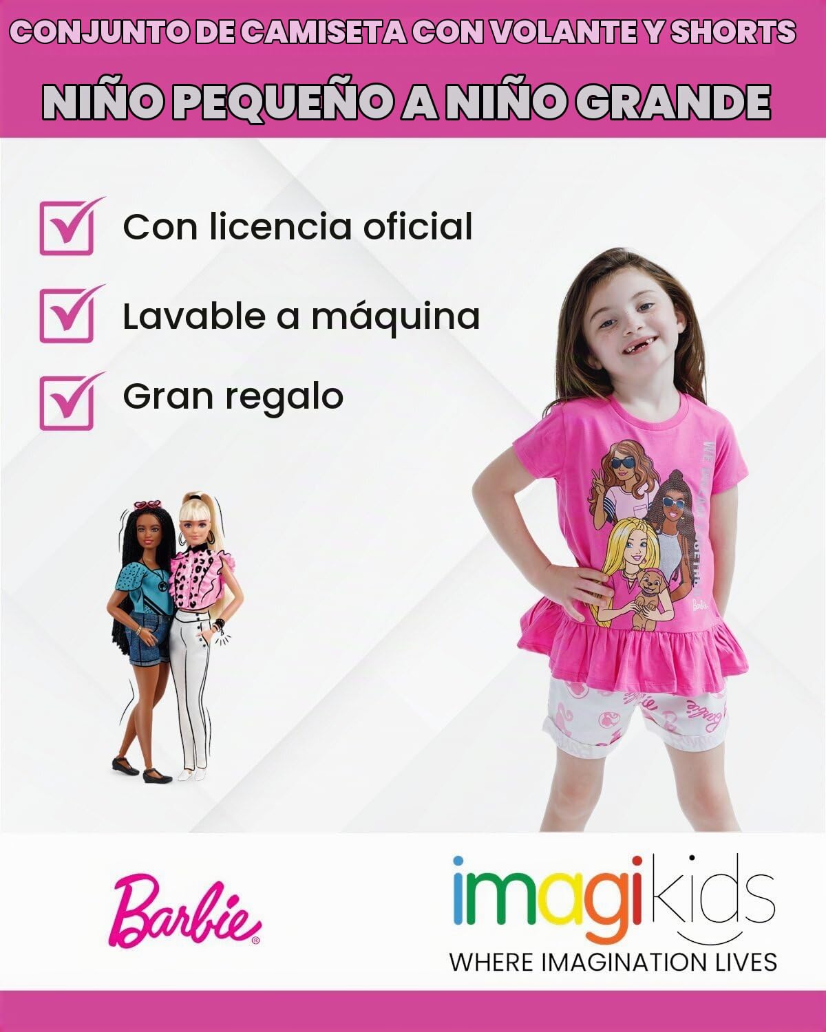 Conjunto de 2 Piezas Barbie – Camiseta Estilo Peplum y Shorts