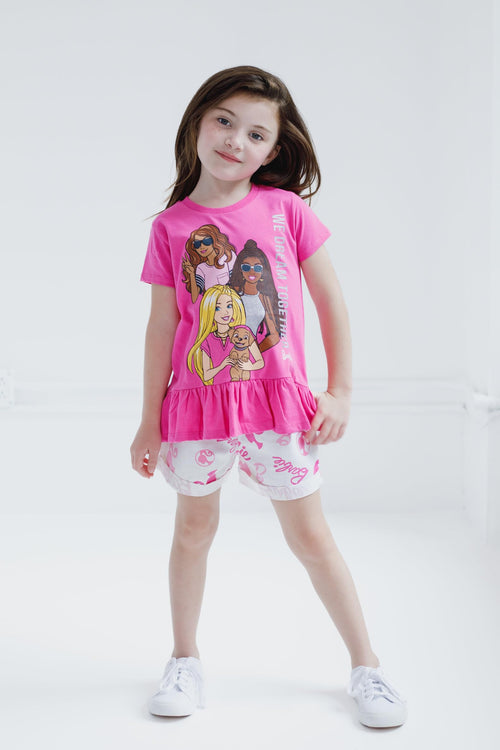 Conjunto de 2 Piezas Barbie – Camiseta Estilo Peplum y Shorts