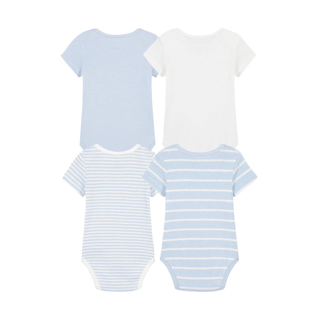 Pack 4 Bodies Manga Corta Tommy Hilfiger | Azul Cielo y Blanco | Niño/Bebé  (0M - 18M)