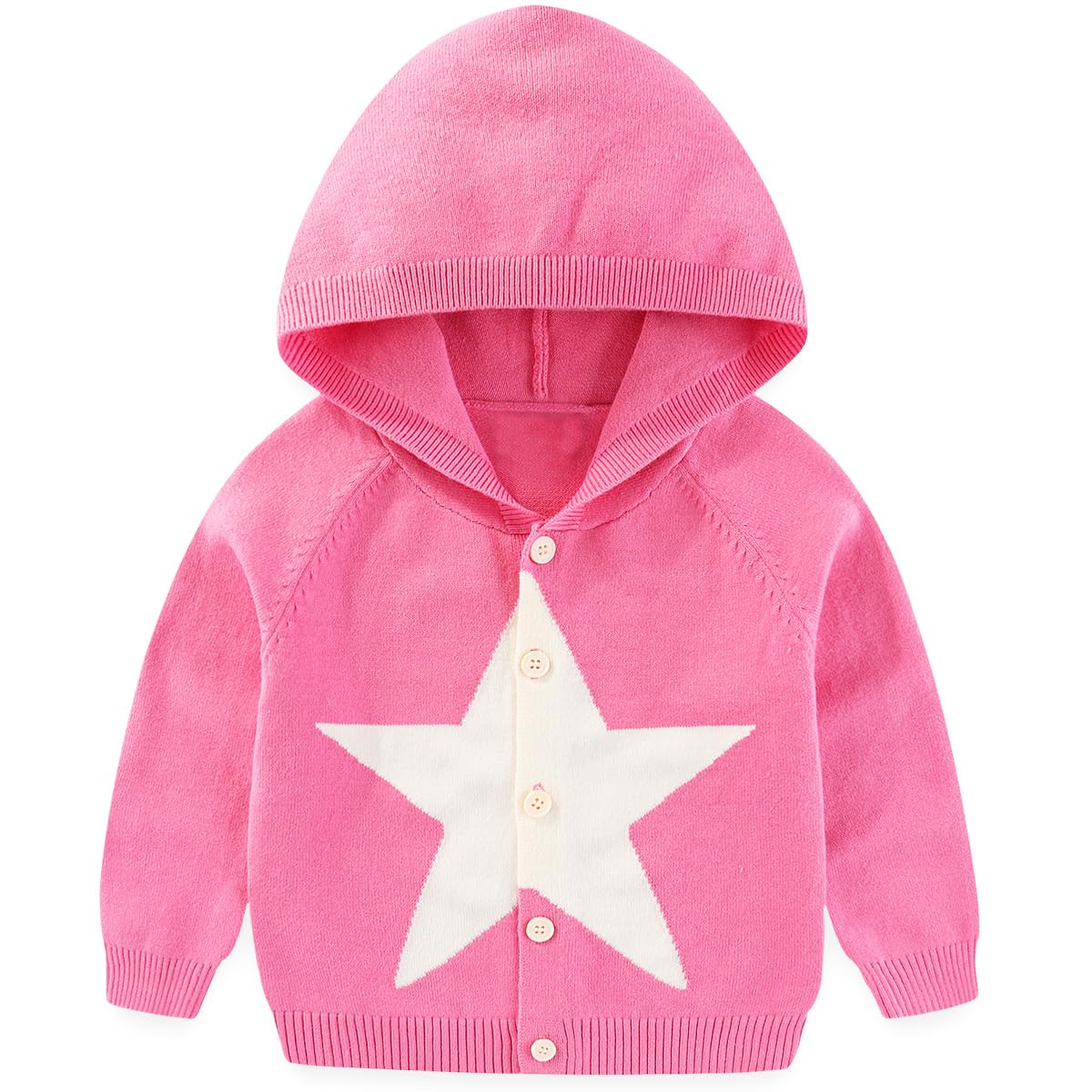 Conjunto 2 Piezas para Niña: Cardigan con Capucha Estrella y Jeans Conejito