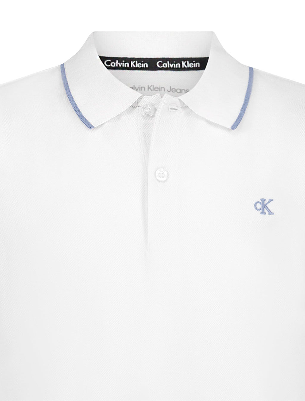 Calvin Klein Jeans | Polo Micropiqué Manga Corta Blanco con Punta Niño  (8T - 16T)