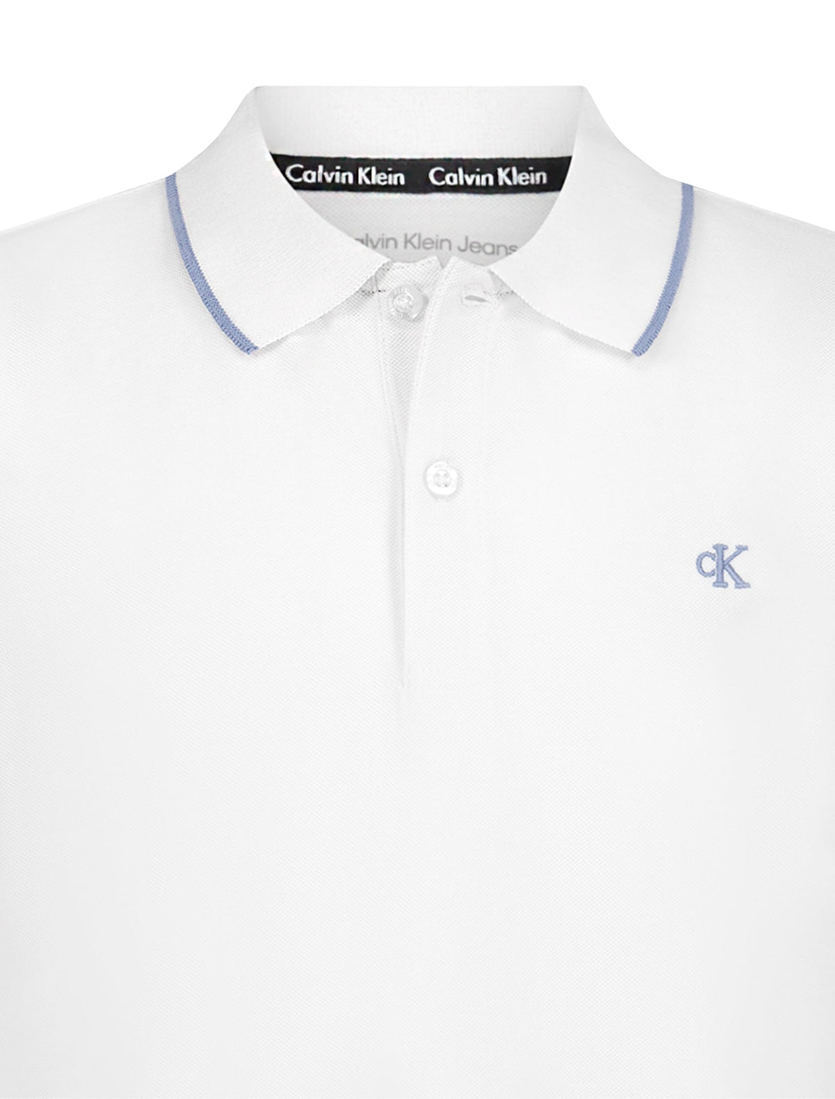 Calvin Klein Jeans | Polo Micropiqué Manga Corta Blanco con Punta Niño  (8T - 16T)
